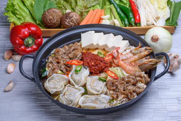 Korean style sea food stew 4- Man du Jeon Gol