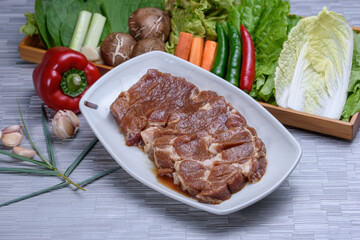 Thick pork steak with Korean sweet sauce, Yang nyum galbi