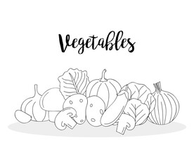 icons of vegetables healthy food, flat style