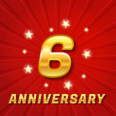 6 year anniversary celebration, vector design for celebrations, invitation cards and greeting cards