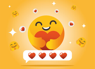 emoji hugging heart face with bubble vector design