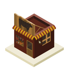 Vector isometric building shop, Meat shop
