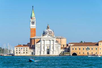 Fototapeta na wymiar San Giorgio Maggiore church seen across the Venetian lagoon, Venice, Italy