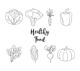 vegetables healthy food design, line style