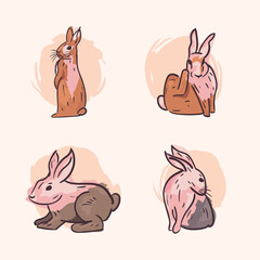 Cute rabbits collection vector design