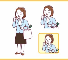 Young woman in a light blue suit