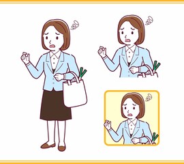 Young woman in a light blue suit