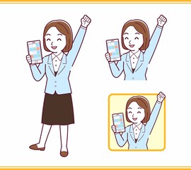 Young woman in a light blue suit