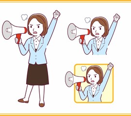 Young woman in a light blue suit