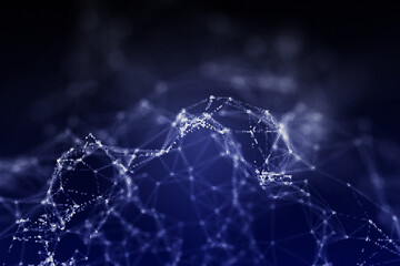 Technology concept background. Concept of Network. Abstract science geometrical background with connecting dots and lines. Big data visualization.