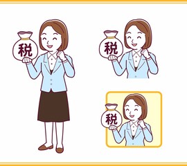 Young woman in a light blue suit