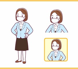 Young woman in a light blue suit_B2