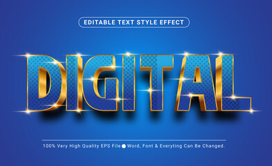 Obraz premium 3D Digital Blue Text Style Effect, Editable Text Effect
