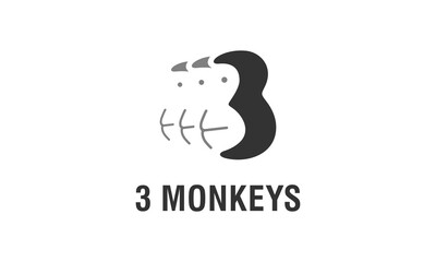 Logo concept of silhouette of three monkeys