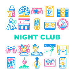 Night Club Dance Party Collection Icons Set Vector