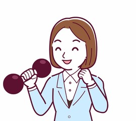 Young woman in a light blue suit