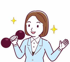 Young woman in a light blue suit