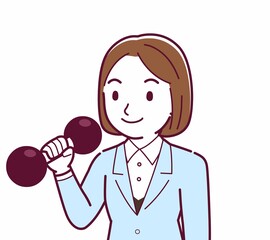 Young woman in a light blue suit