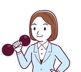 Young woman in a light blue suit