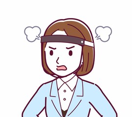 Young woman in a light blue suit