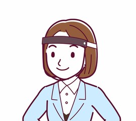 Young woman in a light blue suit