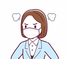 Young woman in a light blue suit