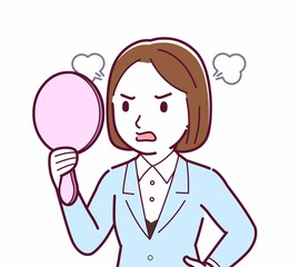 Young woman in a light blue suit