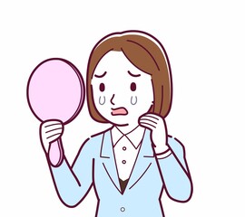 Young woman in a light blue suit