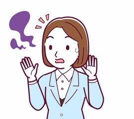 Young woman in a light blue suit