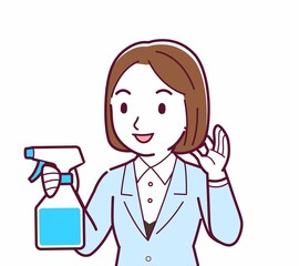 Young woman in a light blue suit