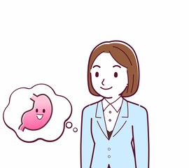 Young woman in a light blue suit