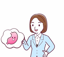 Young woman in a light blue suit