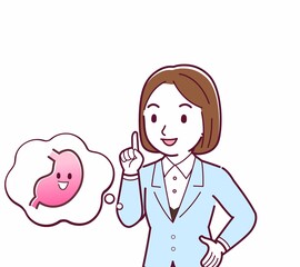 Young woman in a light blue suit