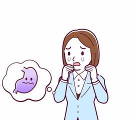 Young woman in a light blue suit