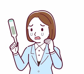 Young woman in a light blue suit