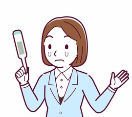 Young woman in a light blue suit