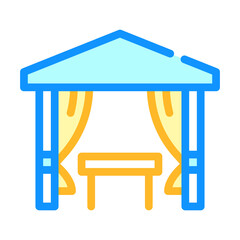 tent with table for eating color icon vector illustration