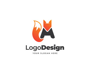 A stylish initial letter fox logo vector. Beast fox animal logo design