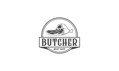 logo for butchers complete with fresh cuts of meat