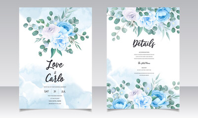 Elegant hand drawn floral wedding invitation card