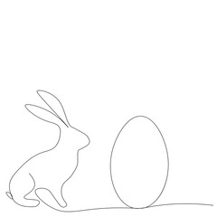 Easter egg and bunny on white background, vector illustration