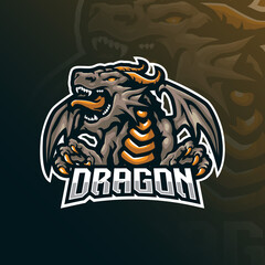 dragon mascot logo design with modern illustration concept style for badge, emblem and tshirt printing. angry dragon illustration for sport team.