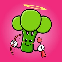 cute broccoli cartoon mascot character