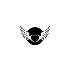 Love Wings Black Tattoo Illustration Design Vector