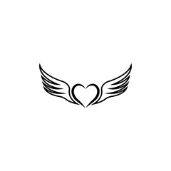 Love Wings Black Tattoo Illustration Design Vector