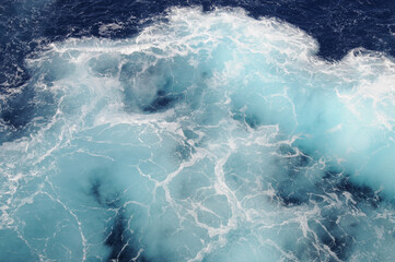 Fototapeta na wymiar Sea water with air swirls in the Eastern Mediterranean Sea creating blue and white patterns