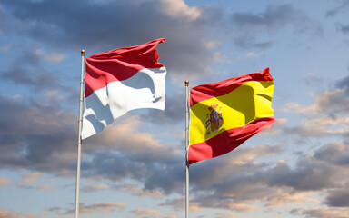Flags of Monaco and Spain.