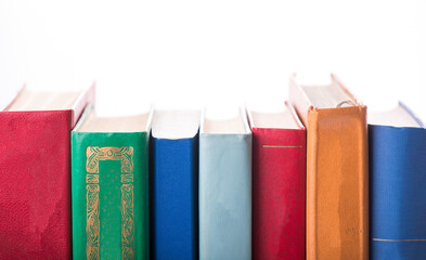 stack of Old books isolated on white