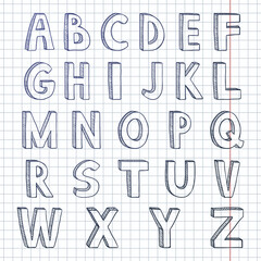 Vector Set of Sketch English Alphabet Letters.