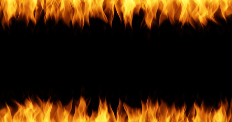 Fire Flame Frame Border on black background